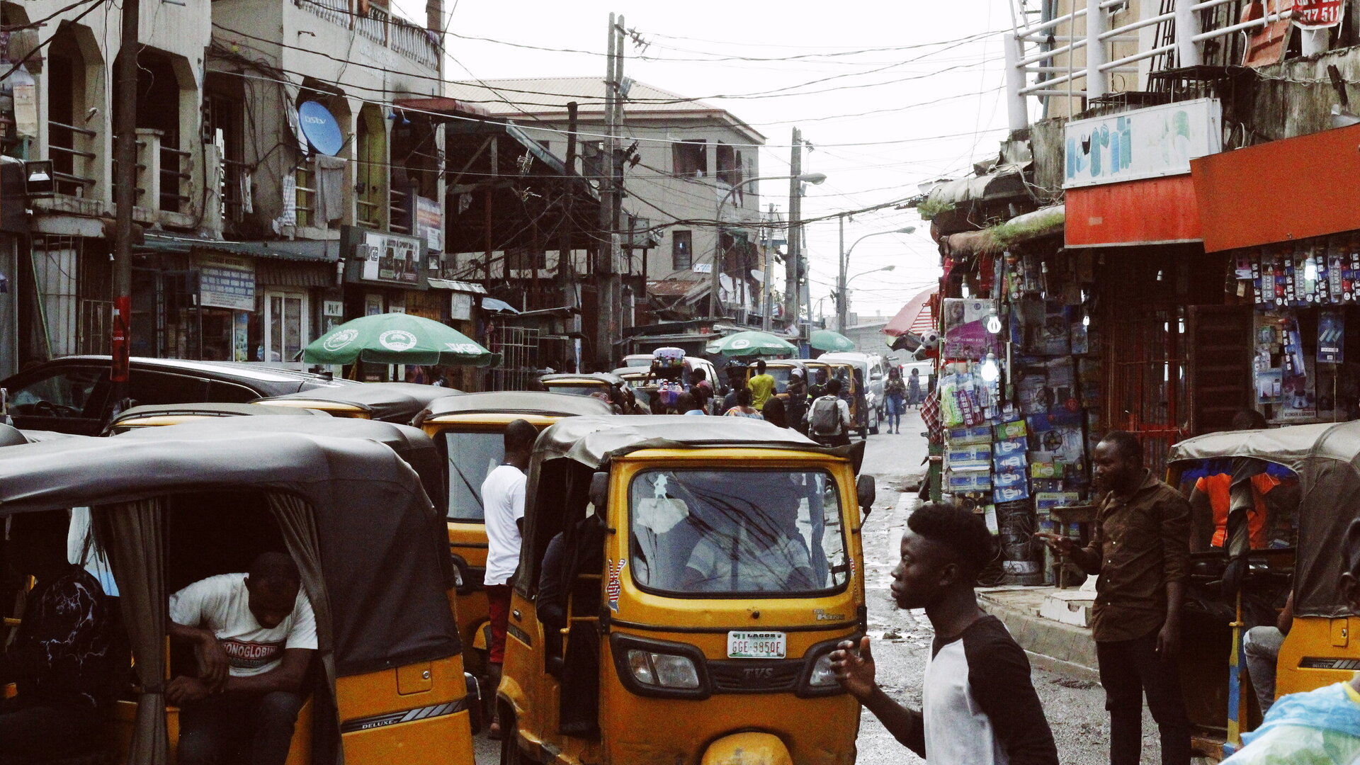 Lagos Nigeria urban street scene showing everyday business life